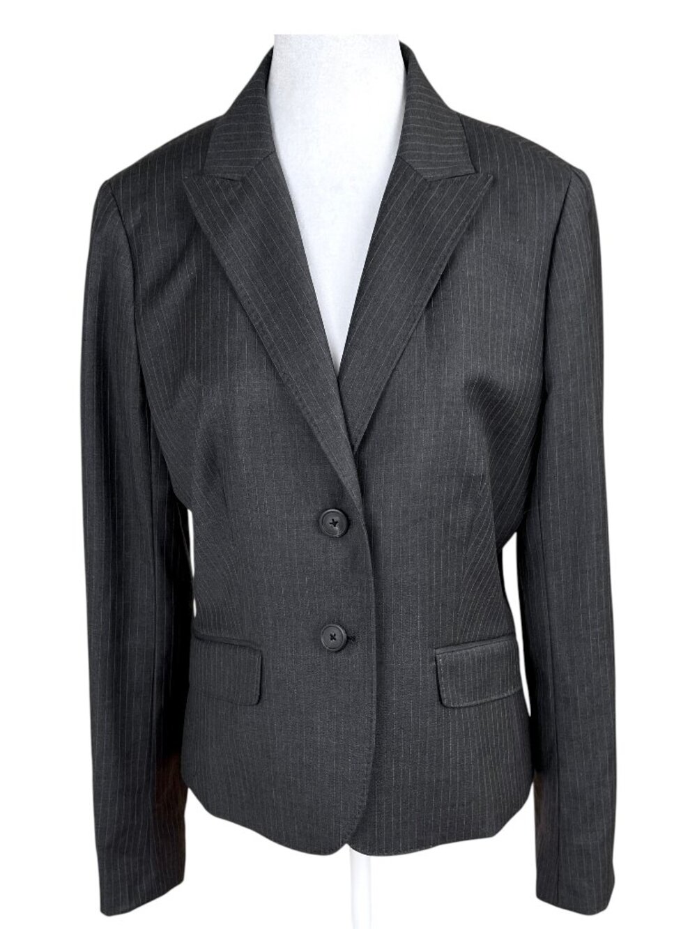 J.Crew Blazer Jacket Gray Pinstripe Wool Single Breasted Tailored Classic (12)